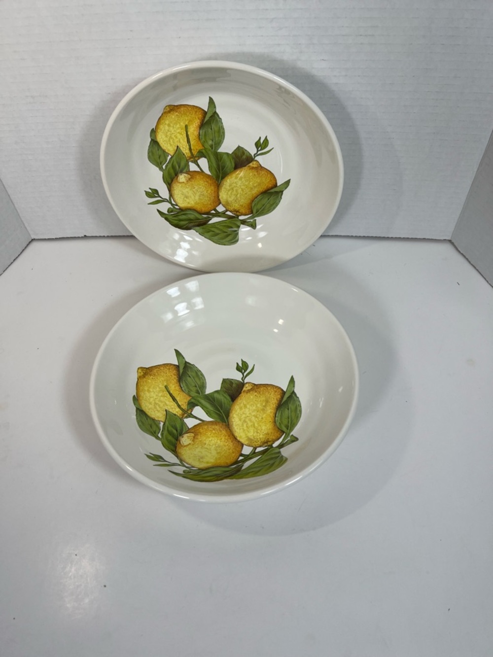 Set of 2 Italian Ceramic Lemon Ribbed Bowls Ceramica Cuore Pasta Soup 9” Italy